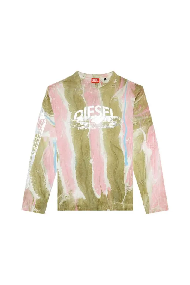 Men TCraneLsL4 Pinkgreen Diesel Tshirts Men TCraneLsL4 Pinkgreen Diesel Tshirts