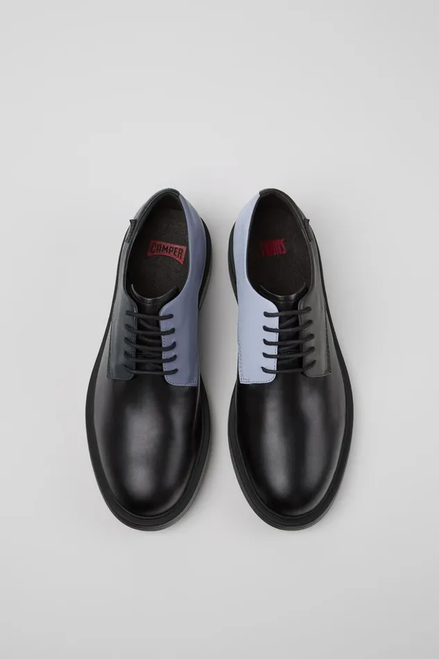 Men Twins Black Leather Shoes Camper Formal Shoes