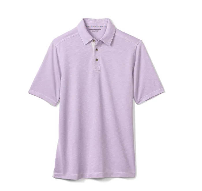 Men Vintage Slub Polo Lavender JohnstonandMurphy Polos and Tees