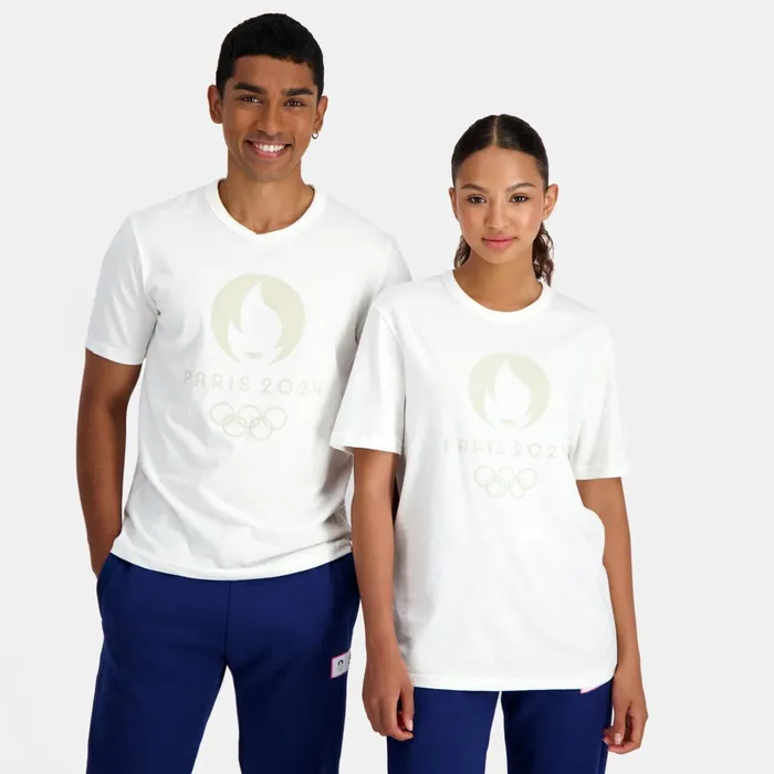 MenWomen Le Coq Sportif Tshirts And Tops Paris 2024 TShirt Marshmallow