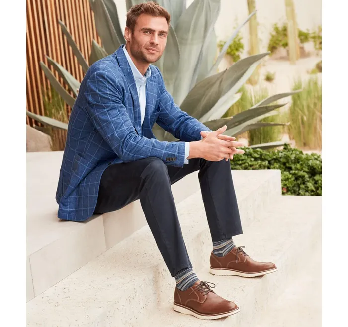 Men Xc Flex Knit Blazer Blue Plaid JohnstonandMurphy Blazers