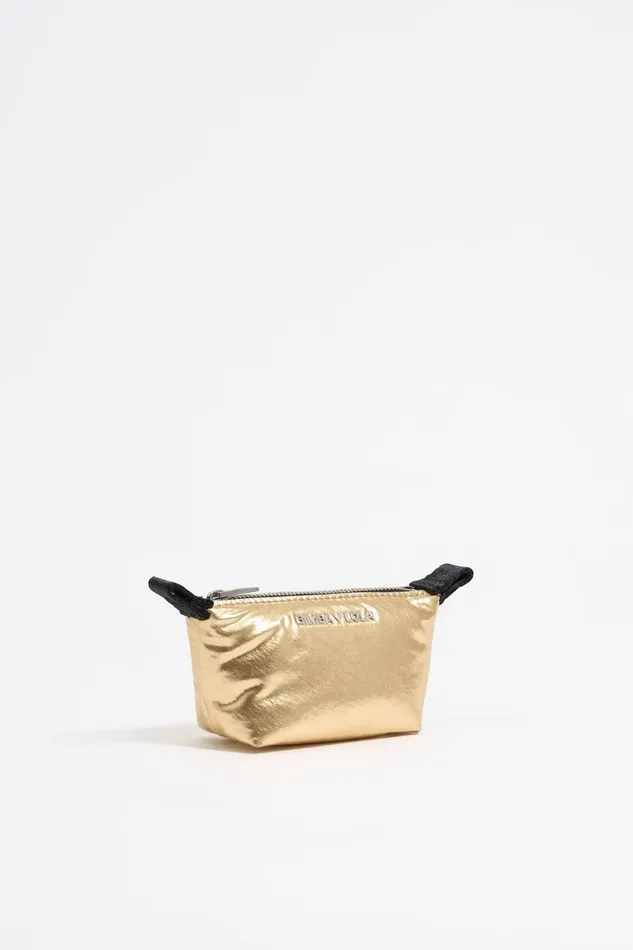 Mini Gold Metallic Fabric Trapezium Coin Purse Gold Women Bimba Y Lola Wallets And Coin Purses