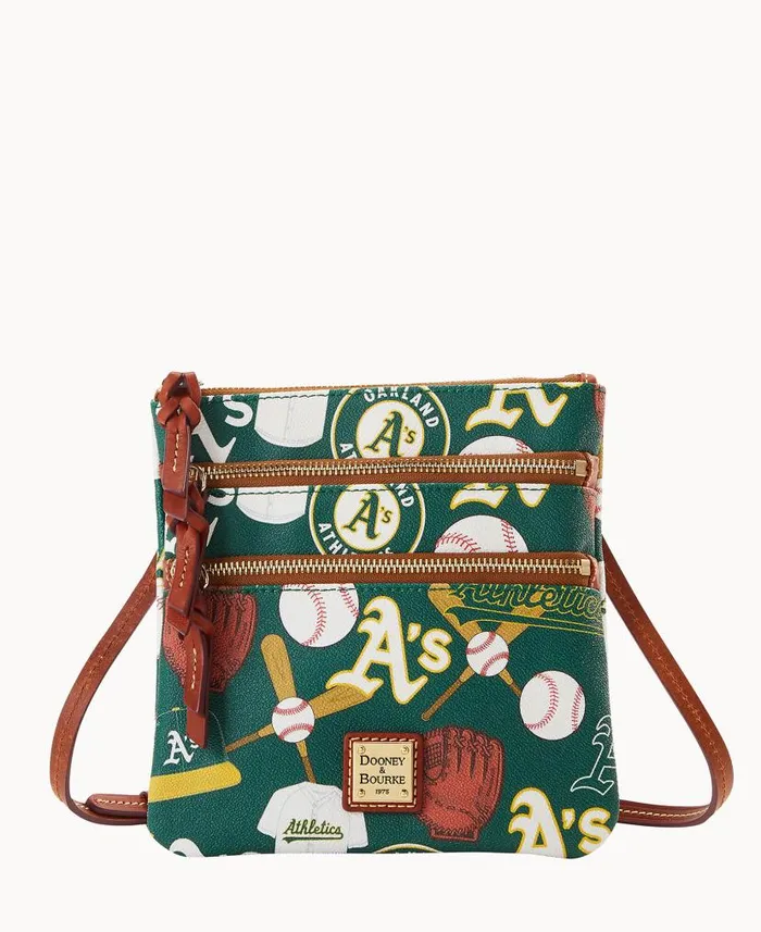 MLB Athletics N S Triple Zip Crossbody Athletics Woman Dooney and Bourke Crossbodies