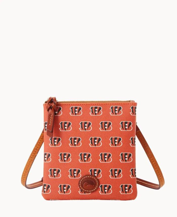 NFL Bengals Small North South Top Zip Crossbody Bengals Woman Dooney and Bourke Crossbodies