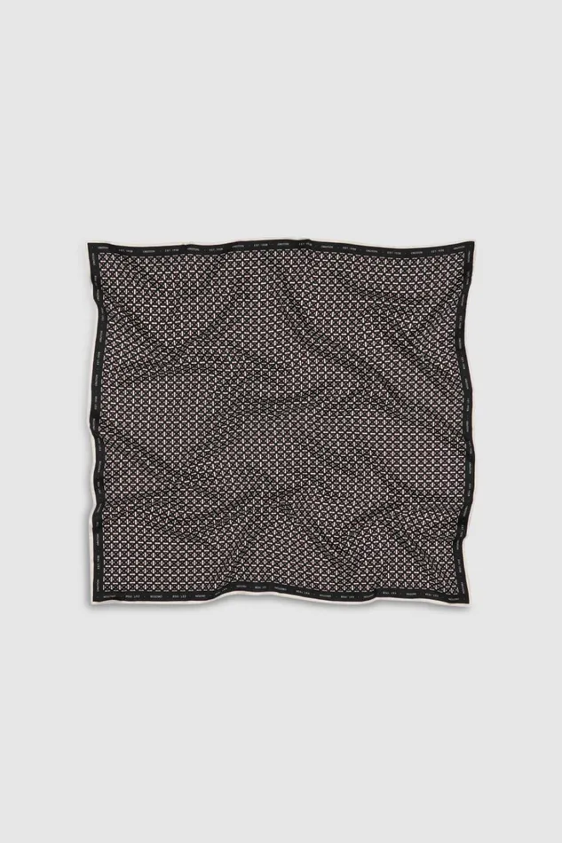 Oroton All Over Logo Silk Scarf Black Women Scarves