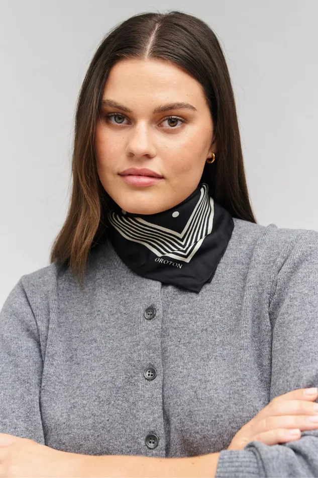 Oroton Bandana Silk Scarf Black Women Scarves
