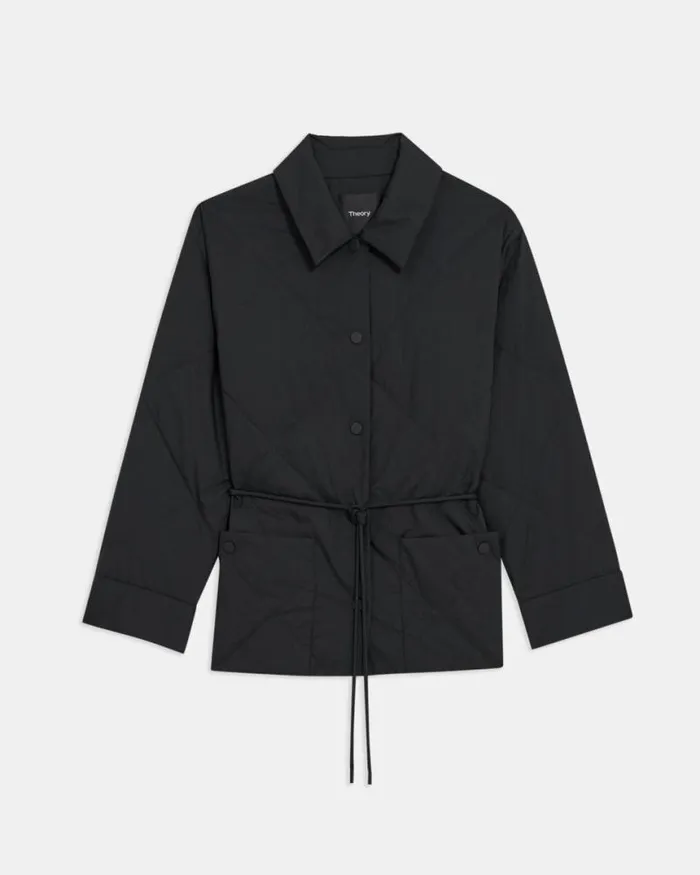 Outerwear Women Theory Quilted Jacket In WaterResistant Nylon Black