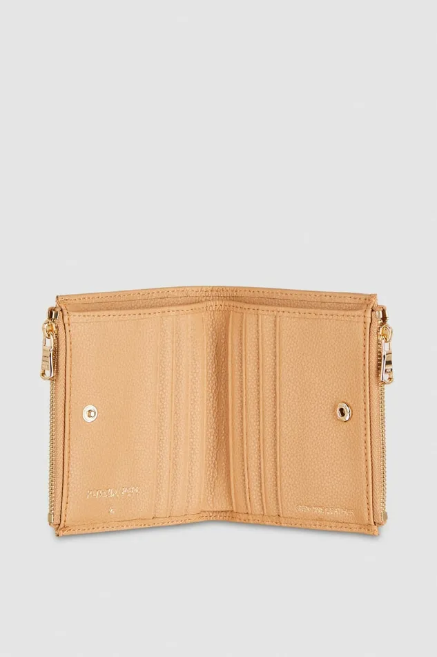 Patrizia Pepe Small Leather Goods Leather Wallet With Zipper Beige 8211 Women