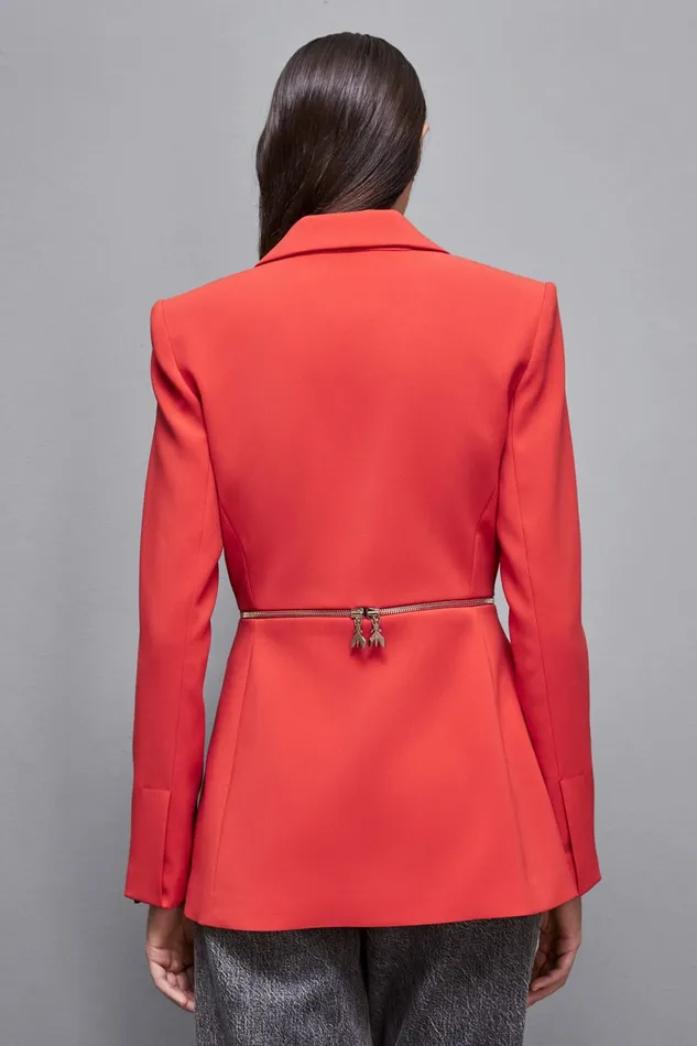 Patrizia Pepe Tailleur Essential Jacket With Zipper Red 8211 Women