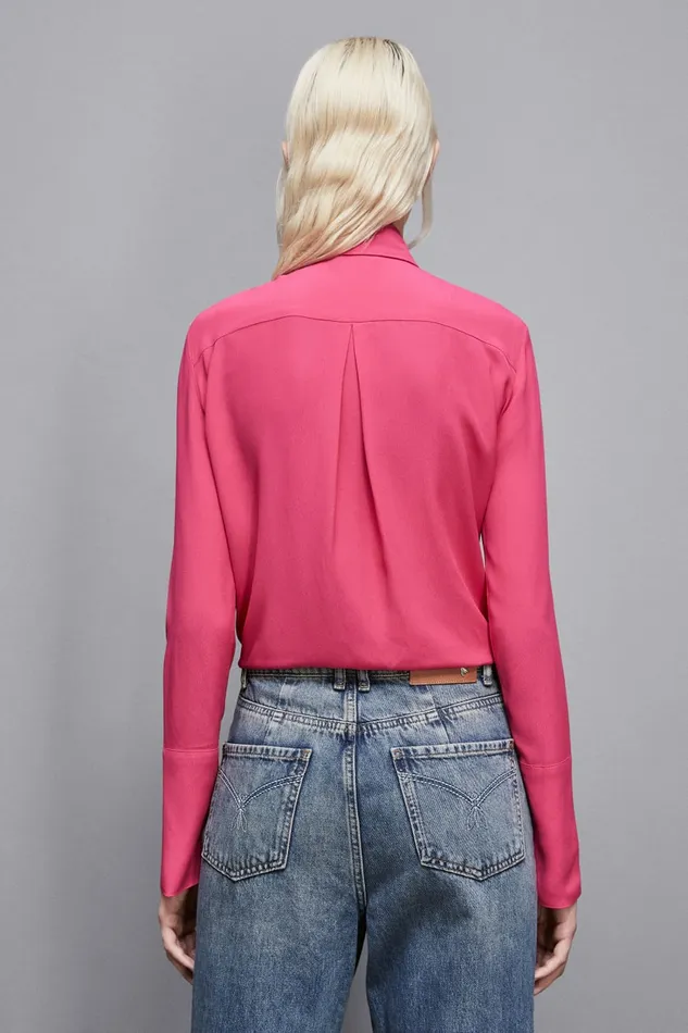 Patrizia Pepe Tops Essential Crepe LongSleeved Shirt Pink 8211 Women