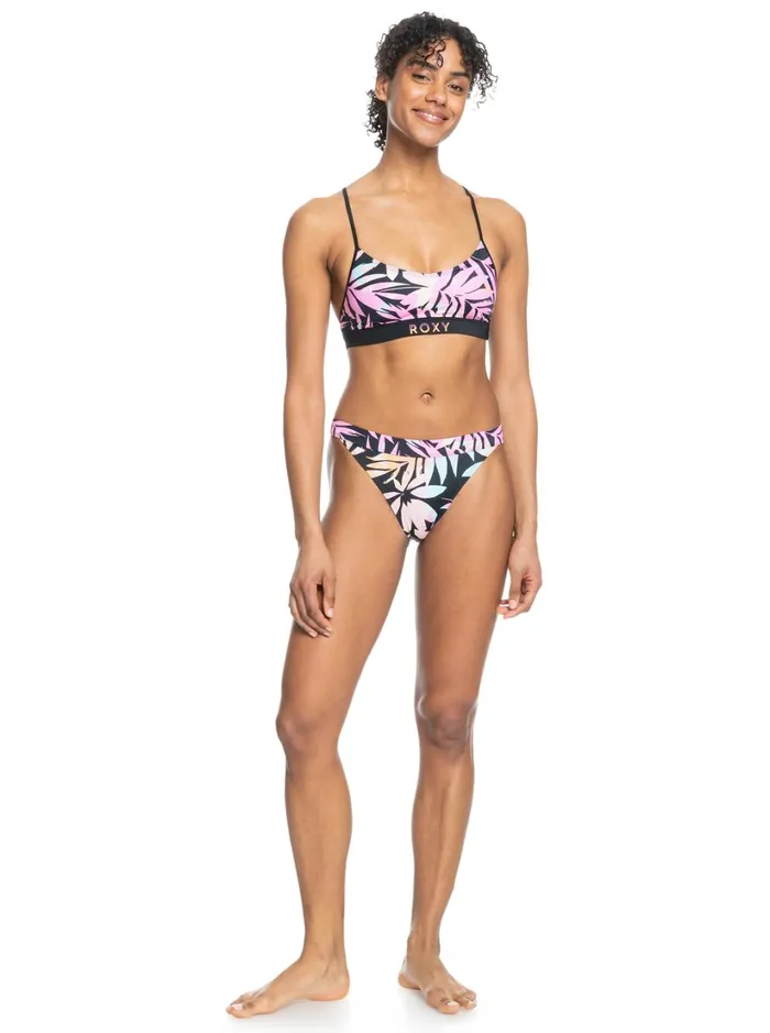 Roxy Active Swimsuits Roxy Active Sporty Bikini Bottoms Anthracite Zebra Jungle 8211 Women