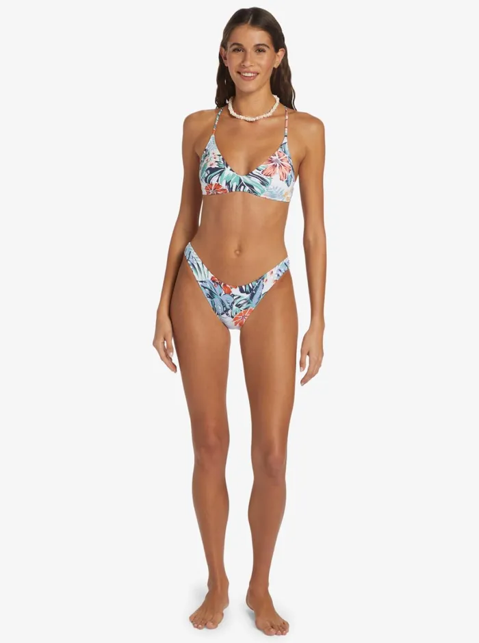 Roxy Bikini Tops Printed Beach Classics Athletic Triangle Bikini Top Bright White Soul Flower 8211 Women