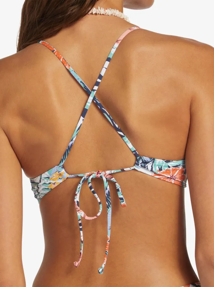 Roxy Bikini Tops Printed Beach Classics Athletic Triangle Bikini Top Bright White Soul Flower 8211 Women