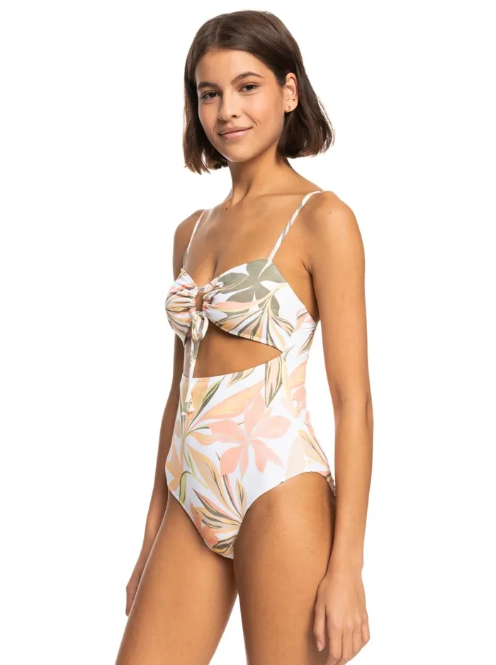 Roxy One Pieces Printed Beach Classics OnePiece Swimsuit Bright White Subtly Salty Flat 8211 Women