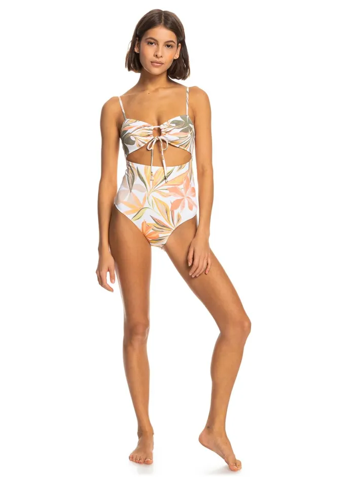 Roxy One Pieces Printed Beach Classics OnePiece Swimsuit Bright White Subtly Salty Flat 8211 Women