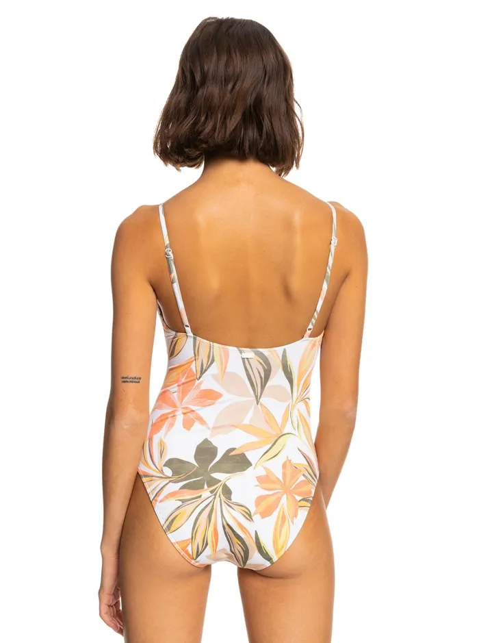 Roxy One Pieces Printed Beach Classics OnePiece Swimsuit Bright White Subtly Salty Flat 8211 Women