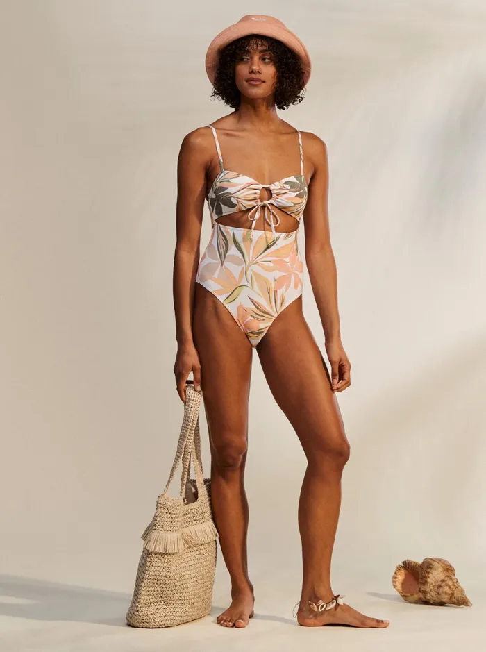 Roxy One Pieces Printed Beach Classics OnePiece Swimsuit Bright White Subtly Salty Flat 8211 Women