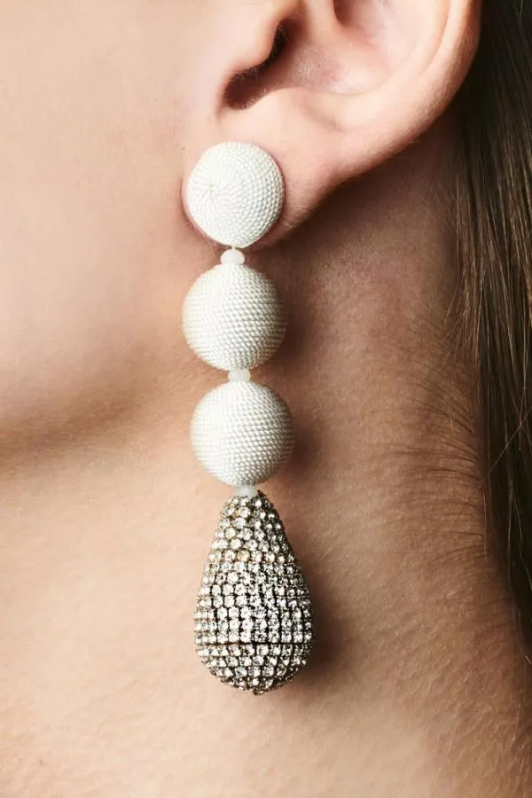 Sachin and Babi Maeve Earrings 8211 Thread Crystals Ivory Clear Crystal Women Earrings