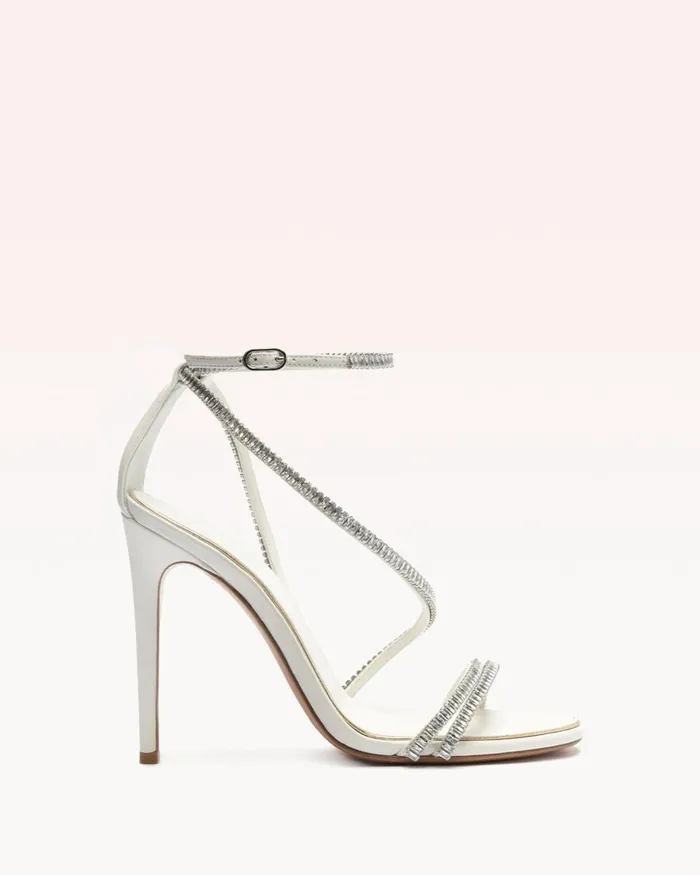 Sandals Women Alexandre Birman Kendal Zircone Bridal 100 White and Golden White andamp Golden