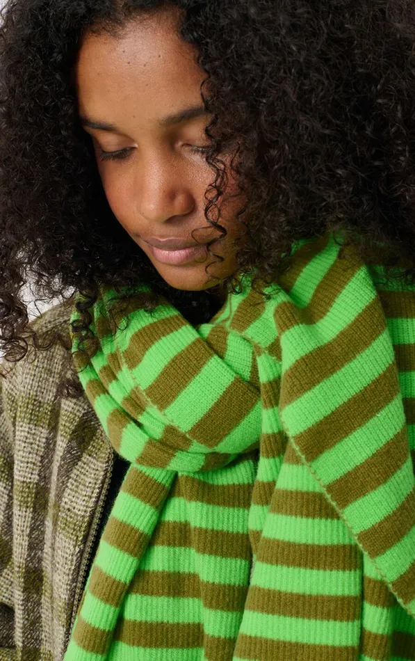 Scarf Raxow Fluo Green Striped Chameleon Melange WomenMen American Vintage Scarves And Shawls Scarf Raxow Fluo Green Striped Chameleon Melange WomenMen American Vintage Scarves And Shawls