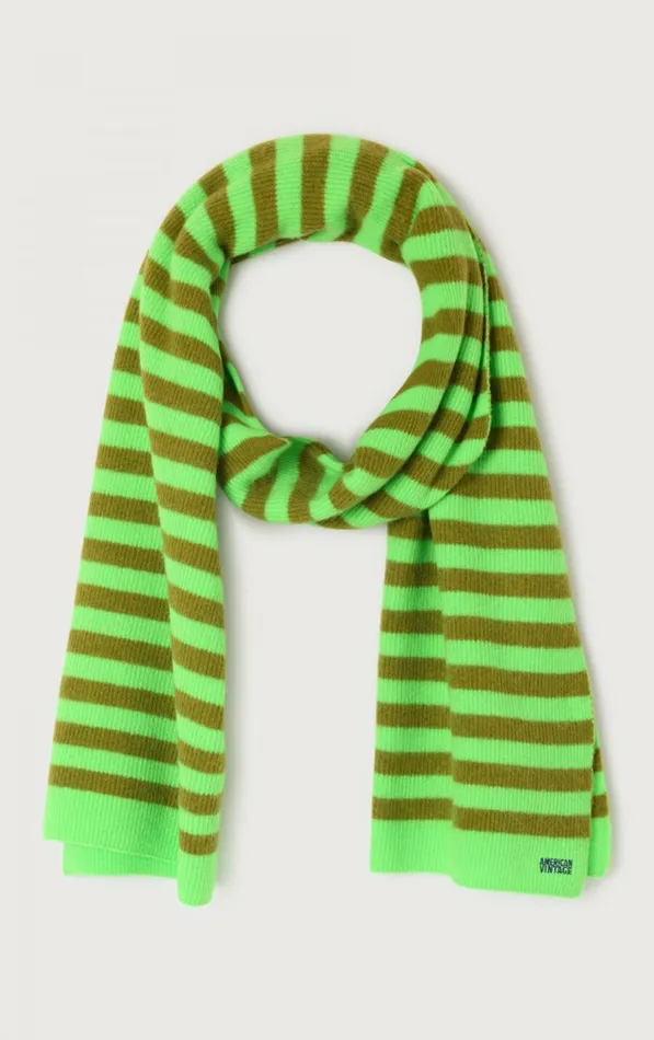 Scarf Raxow Fluo Green Striped Chameleon Melange WomenMen American Vintage Scarves And Shawls Scarf Raxow Fluo Green Striped Chameleon Melange WomenMen American Vintage Scarves And Shawls
