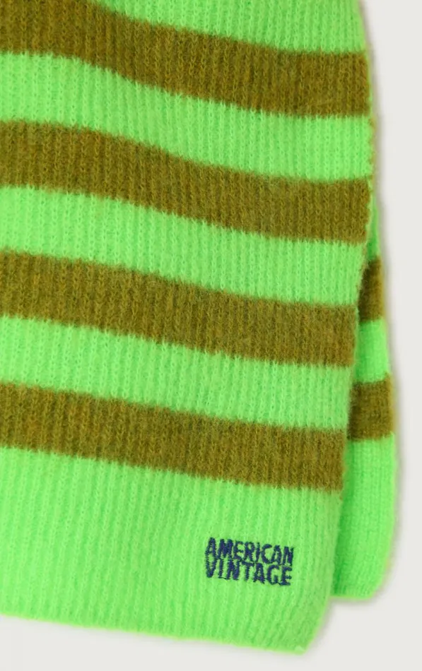 Scarf Raxow Fluo Green Striped Chameleon Melange WomenMen American Vintage Scarves And Shawls Scarf Raxow Fluo Green Striped Chameleon Melange WomenMen American Vintage Scarves And Shawls