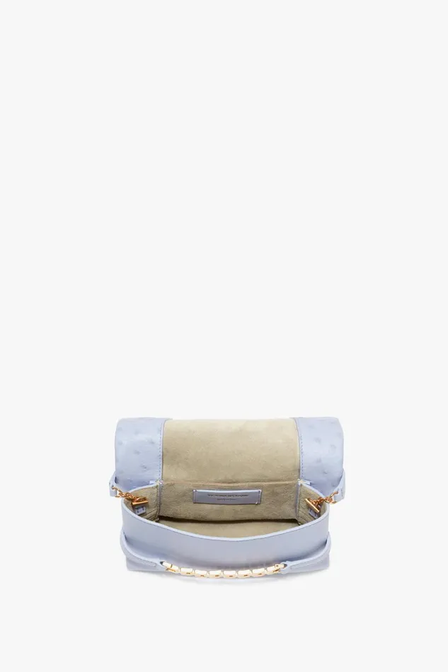 Shoulder Bags Women Victoria Beckham Mini Chain Pouch With Long Strap In Frost OstrichEffect Leather