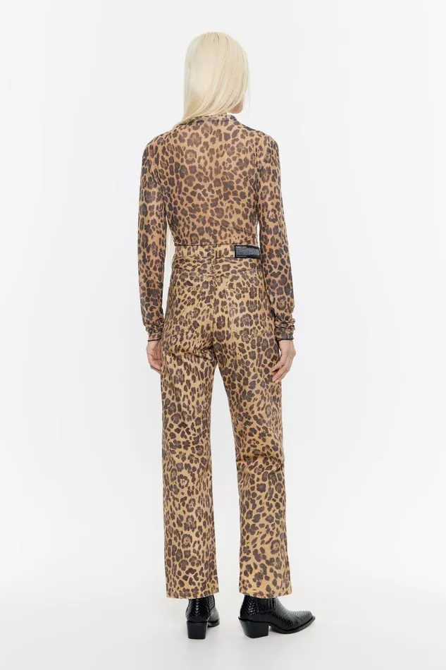 STRAIGHT CROPPED 8211 Beige Leopard Denim Jeans Leopard Natural Women Bimba Y Lola Trousers