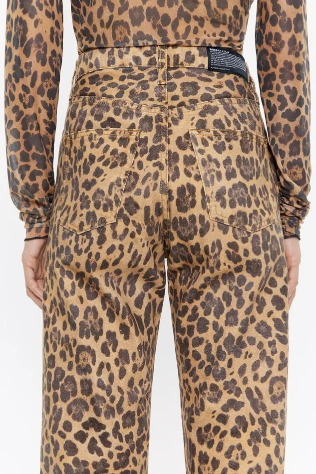 STRAIGHT CROPPED 8211 Beige Leopard Denim Jeans Leopard Natural Women Bimba Y Lola Trousers