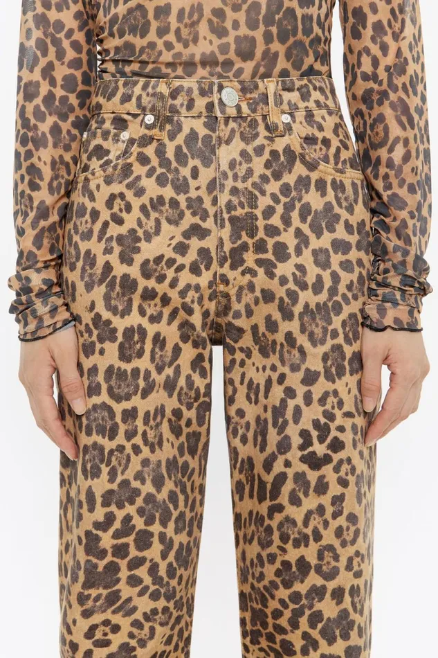 STRAIGHT CROPPED 8211 Beige Leopard Denim Jeans Leopard Natural Women Bimba Y Lola Trousers