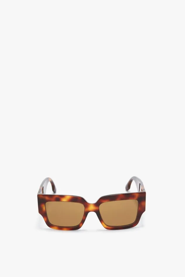Sunglasses Women Victoria Beckham V Plaque Rectangular Frame Sunglasses In Tortoise