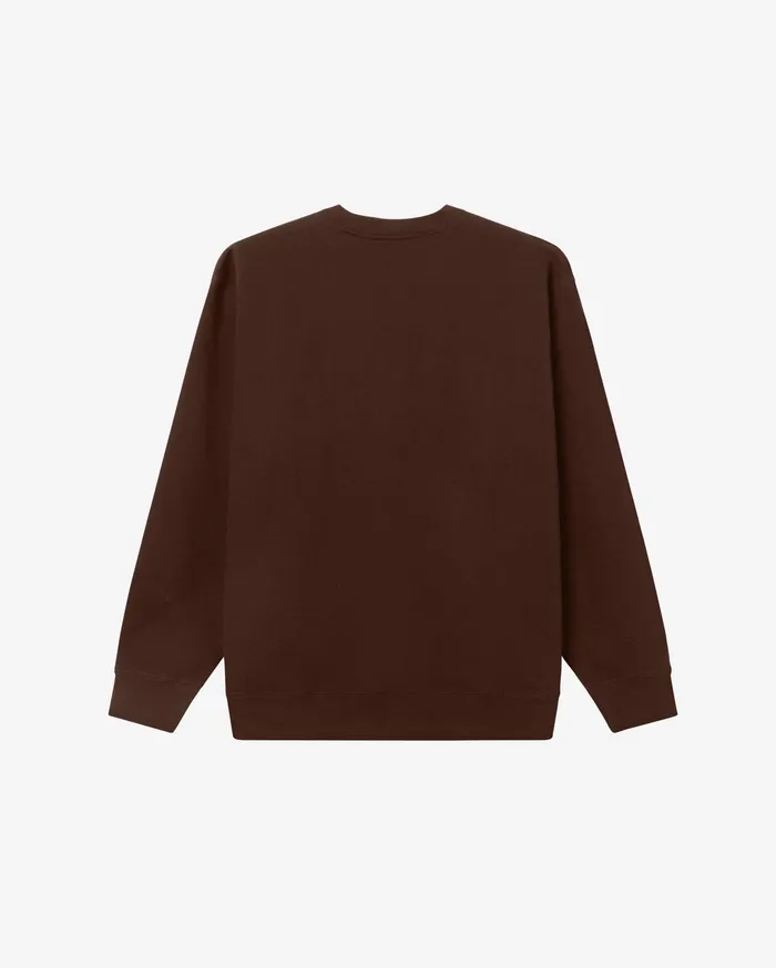 SWEATSHIRTS OBEY Clothing Men EST WORKS EYES CREWNECK Java Brown