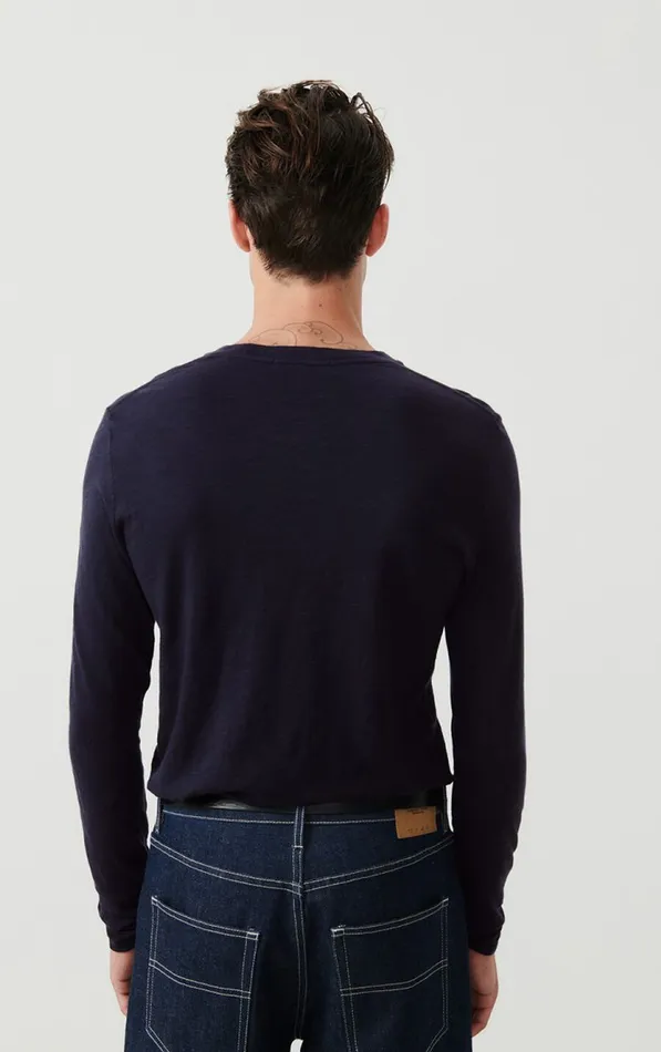 TShirt Bysapick Navy Men American Vintage Long Sleeve TShirts