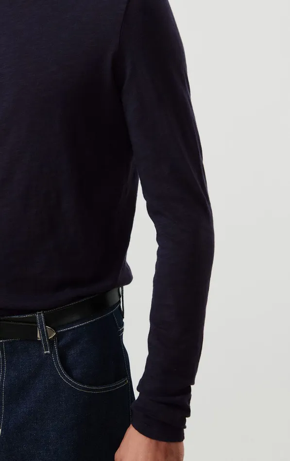 TShirt Bysapick Navy Men American Vintage Long Sleeve TShirts