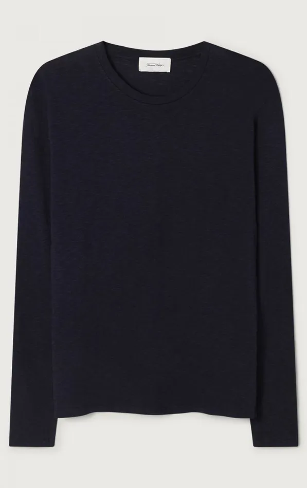TShirt Bysapick Navy Men American Vintage Long Sleeve TShirts
