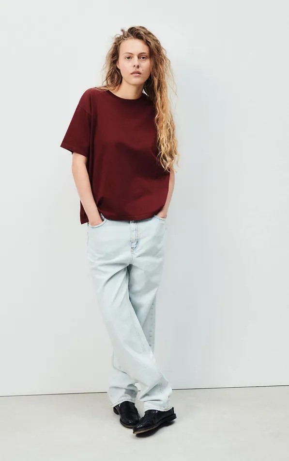 TShirt Fizvalley Vintage Burgundy Women American Vintage Short Sleeve TShirts