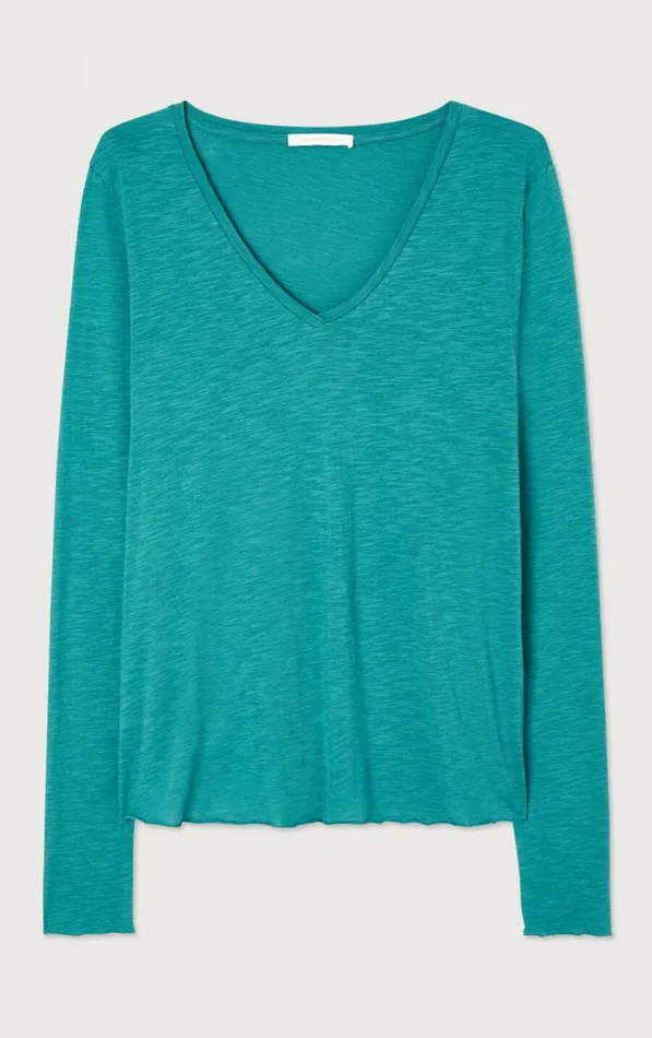 TShirt Jacksonville Emerald Melange Women American Vintage Long Sleeve TShirts