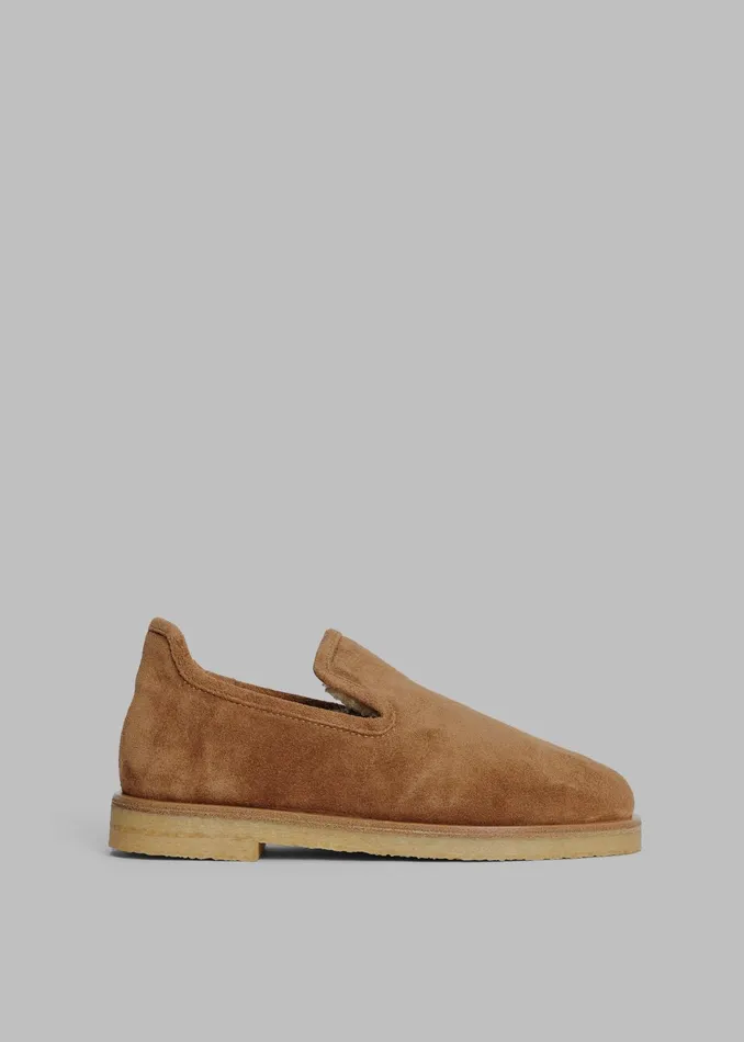 The Frankie Shop By Malene Birger Romine Suede Slippers 8211 Tobacco Brown 8211 Women