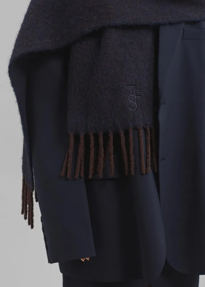 The Frankie Shop Etta Wool Scarf 8211 Navy 8211 Women