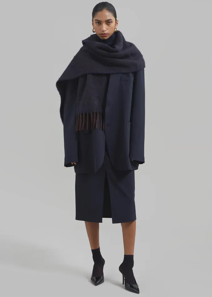 The Frankie Shop Etta Wool Scarf 8211 Navy 8211 Women