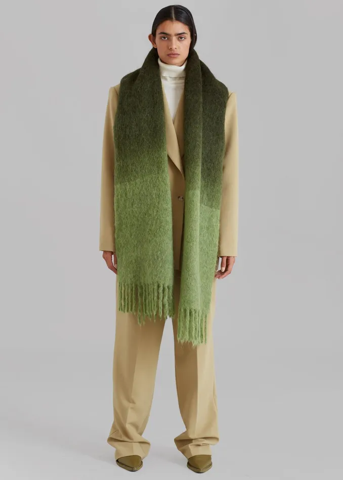 The Frankie Shop Frankie Lanne Scarf 8211 Olive Gradient 8211 Women