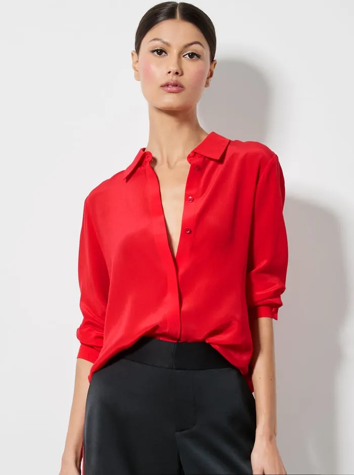 Tops Women Alice Olivia Willa Placket Top Bright Ruby