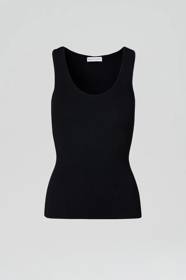 Tops Women Scanlan Theodore CREPE KNIT SINGLET Navy