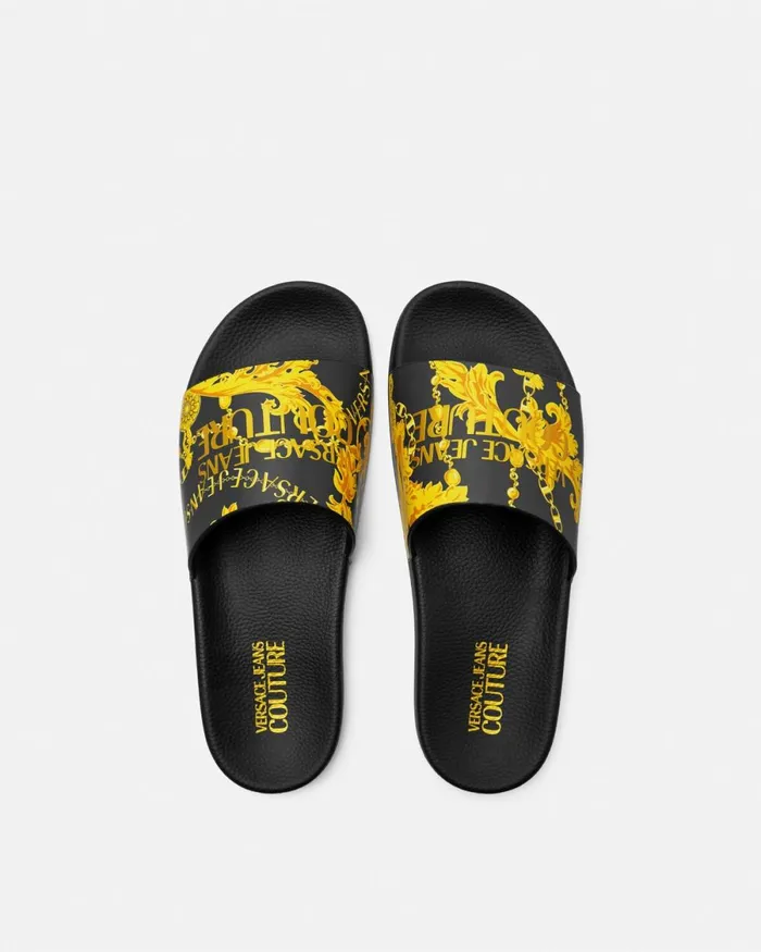 Versace Chain Couture Slides Blackgold Men Jeans Couture