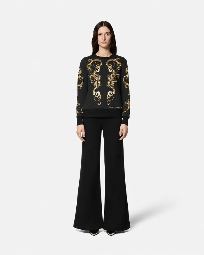 Versace Chromo Couture Sweatshirt Blackgold Women Jeans Couture