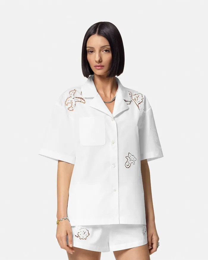 Versace Embroidered Sangallo Shirt White Women Shirts and Tops