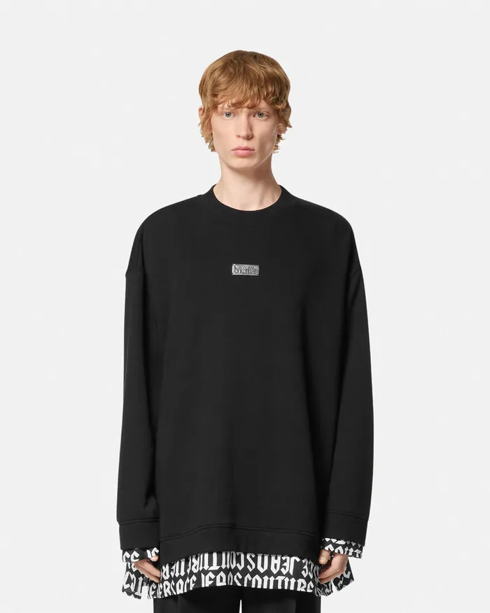 Versace Logomania LooseFit Sweatshirt Blackprint Men Jeans Couture
