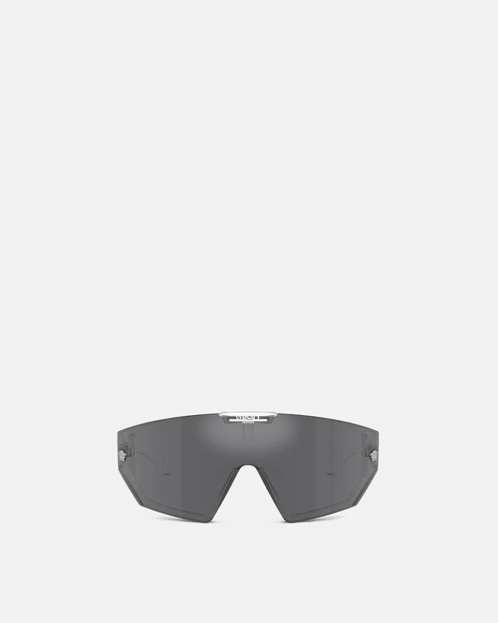 Versace Medusa Horizon Maxi Sunglasses Transparent WomenMen Sunglasses