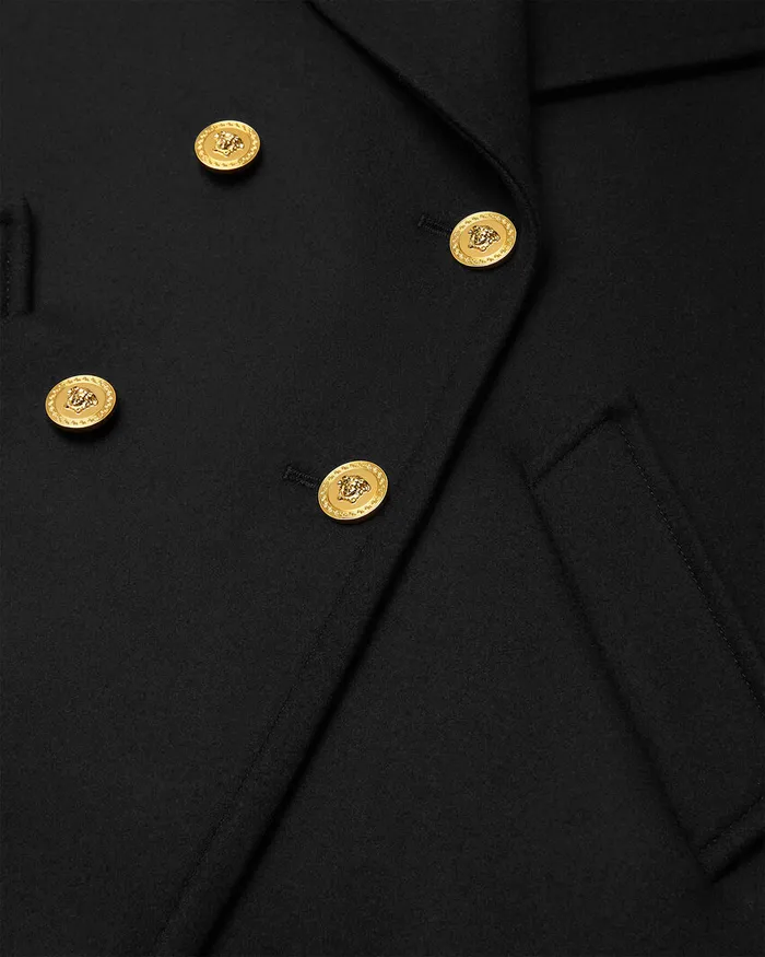 Versace Rounded Shoulders Peacoat Black Kids Outerwear