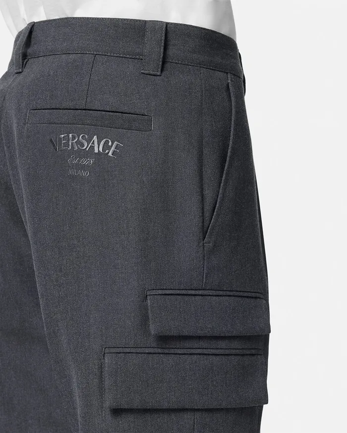 Versace Wool Cargo Trousers Gray Men Pants and Shorts